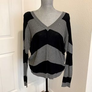 Apt 9 black and grey striped v-neck sweater.